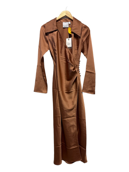 C/Meo Collective Size S Bronze Polyester Long Sleeve Collar Maxi Dress Bronze / S