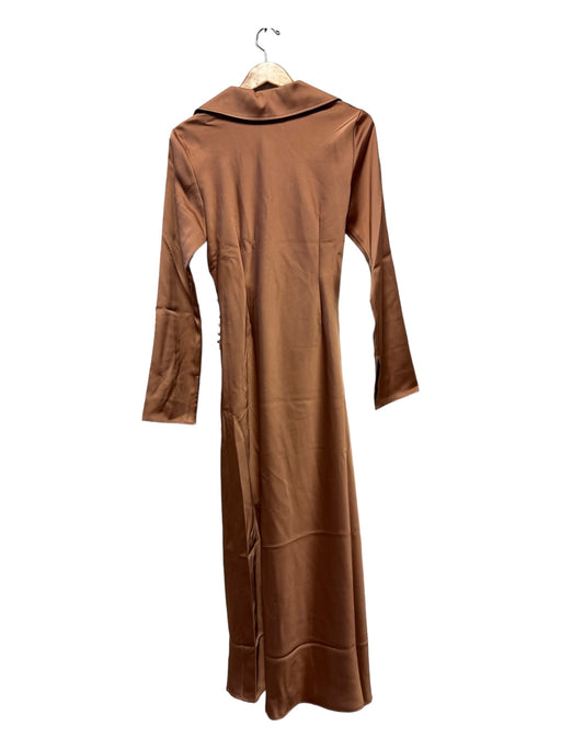 C/Meo Collective Size L Bronze Polyester Long Sleeve Collar Maxi Dress Bronze / L