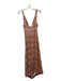 Joie Size Est M Mauve & White Viscose Sleeveless Ikat Front Tie Midi Dress Mauve & White / Est M