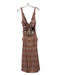 Joie Size Est M Mauve & White Viscose Sleeveless Ikat Front Tie Midi Dress Mauve & White / Est M