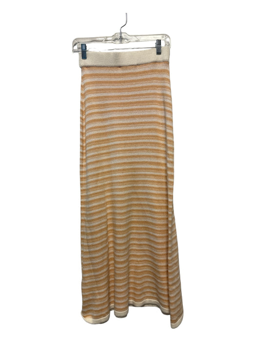 Keepsake Size 4 Tan & White Viscose Blend Elastic Waist Striped Maxi Skirt Tan & White / 4