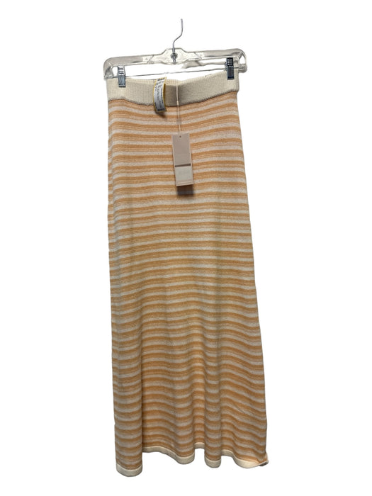 Keepsake Size 4 Tan & White Viscose Blend Elastic Waist Striped Maxi Skirt Tan & White / 4