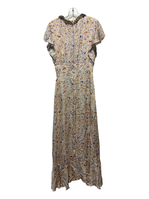 Cynthia Rowley Size 4 Yellow & Blue Viscose Short Sleeve Botanical Maxi Dress Yellow & Blue / 4