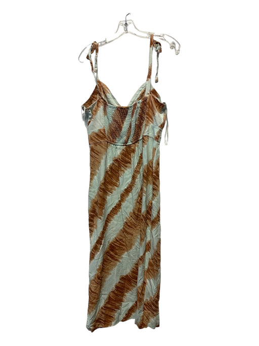 Moon River Size M Aqua & Brown Linen Spaghetti Strap Tie Dye Maxi Dress Aqua & Brown / M