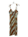 Moon River Size M Aqua & Brown Linen Spaghetti Strap Tie Dye Maxi Dress Aqua & Brown / M