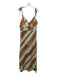 Moon River Size M Aqua & Brown Linen Spaghetti Strap Tie Dye Maxi Dress Aqua & Brown / M