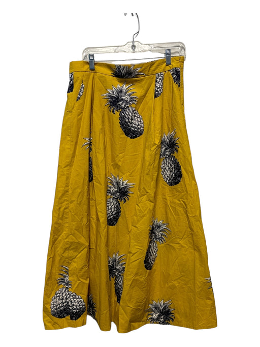 Ann Taylor Size 10 Mustard & Black Cotton Front Pockets Pineapple Maxi Skirt Mustard & Black / 10