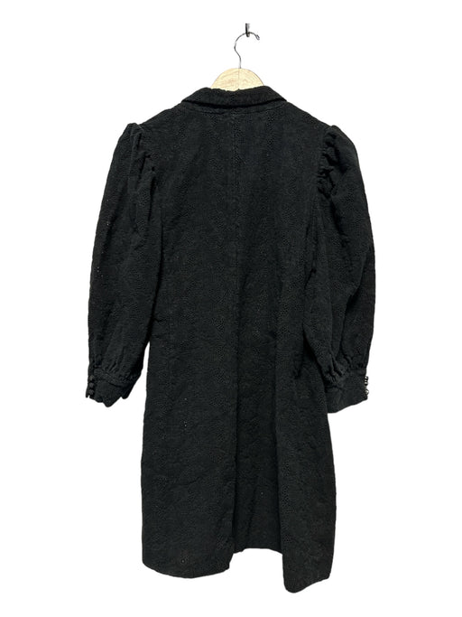 Hofmann Size 44 Black Cotton Long Sleeve Eyelet Wrap Midi Dress Black / 44