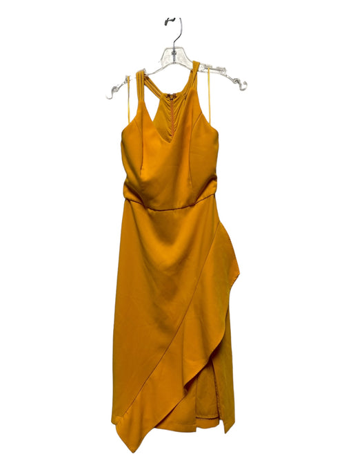 harlyn Size XS Orange Polyester Blend Spaghetti Strap Ruffles Midi Dress Orange / XS