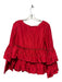Club Monaco Size S Red Silk Long Sleeve Ruffles Top Red / S