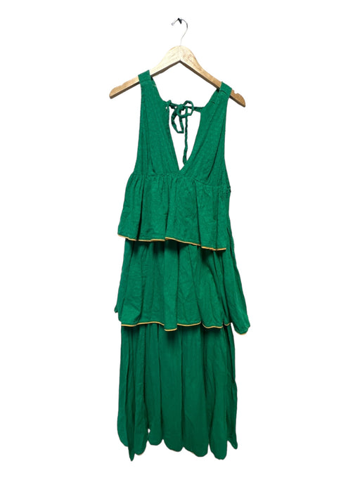 Rhode Size M Green & Orange Cotton Sleeveless Ruffles Textured Maxi Dress Green & Orange / M