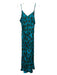 Nissa Size 8 Teal & Black Silk Spaghetti Strap Flowers Maxi Dress Teal & Black / 8