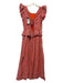 Vera Moda Size XS Orange & Pink Cotton Flutter Cap sleeve Flowers Midi Dress Orange & Pink / XS