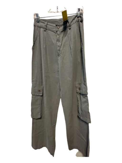 Lacausa Size 6 Light Gray Cotton Blend High Waist Wide Leg Cargo Pants Light Gray / 6