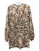 Keepsake Size 6 Tan & White Viscose Blend Long Sleeve Floral Rouched Dress Tan & White / 6