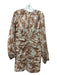 Keepsake Size 6 Tan & White Viscose Blend Long Sleeve Floral Rouched Dress Tan & White / 6