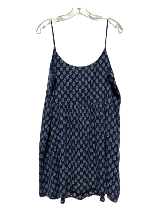 Soft Joie Size L Navy Cotton Spaghetti Strap Block Print Dress Navy / L