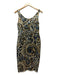 Prada Size 38 Brown & Blue Silk Sleeveless Leaves Back Zip Dress Brown & Blue / 38