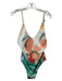 Wray Size M Aqua & Orange Polyester Blend Abstract One Piece Swimsuit Aqua & Orange / M