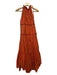 Ulla Johnson Size 8 Orange & Black Cotton Halter Neck Striped Maxi Dress Orange & Black / 8