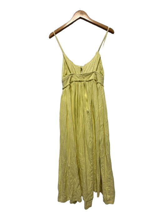 Ulla Johnson Size 4 Chartreuse Cotton Spaghetti Strap Waist band Maxi Dress Chartreuse / 4