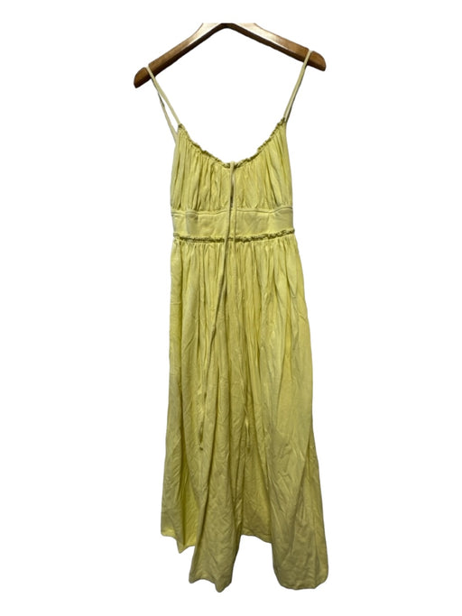 Ulla Johnson Size 4 Chartreuse Cotton Spaghetti Strap Waist band Maxi Dress Chartreuse / 4