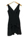 Saloni Size 4 Black Polyester Blend Sleeveless V Neck Ruffles Dress Black / 4