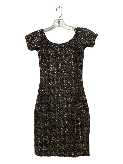 Dress the Population Size S Black & Gold Sequin Cap Sleeve Back Zip Dress Black & Gold / S