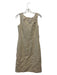 Hobbs Size 10 Khaki Linen Sleeveless Back Zip Dress Khaki / 10