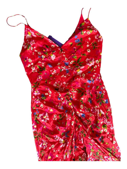 Saulee Size 4 Red & Multi Cupro Spaghetti Strap Floral Gathered Front Maxi Dress Red & Multi / 4