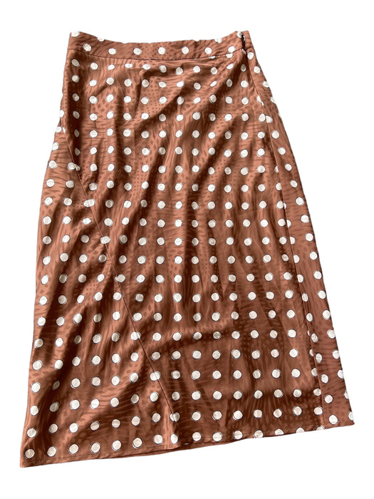 Hutch Size 8 Brown & Cream Polyester Blend Side Zip Polka Dot Midi Skirt Brown & Cream / 8