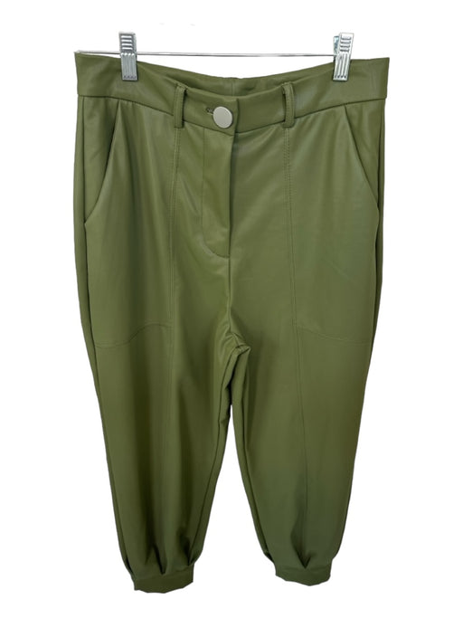 Dress to Size P Green Vegan Leather High Waist Jogger Pants Green / P