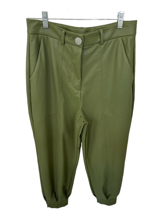 Dress to Size P Green Vegan Leather High Waist Jogger Pants Green / P