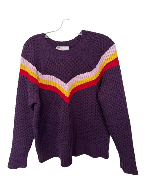 Milly Size L Purple & Red Wool Long Sleeve Chevron Knit Sweater Purple & Red / L