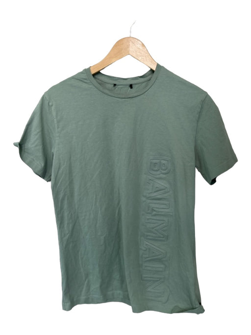 Balmain Size S Sage green Cotton Short Sleeve Logo Top Sage green / S