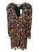 Estelle Size 20 Orange & Black Polyester Long Sleeve Flowers Maxi Dress Orange & Black / 20