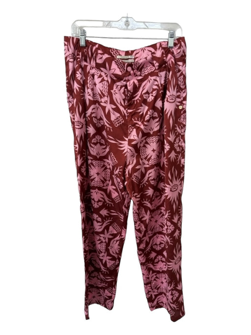 Scotch & Soda Size L Maroon & Pink Polyester High Waist Leaves Pants Maroon & Pink / L