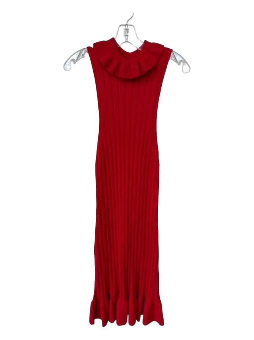 Elliatt Size M Red Viscose Blend Sleeveless Turtle Neck Ruffles Maxi Dress Red / M