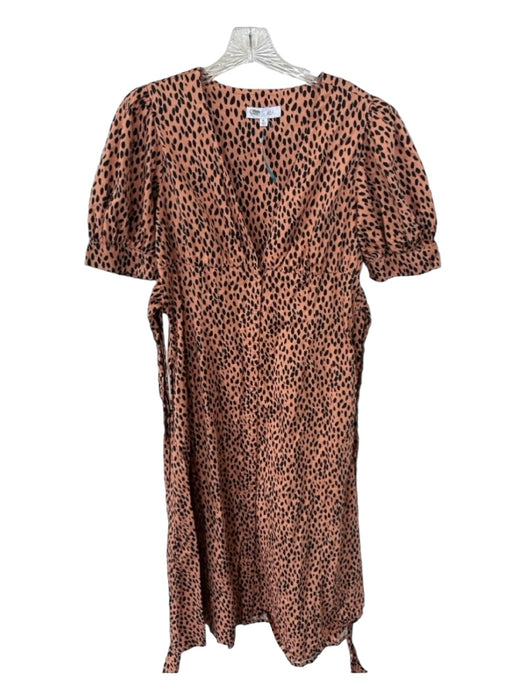 Love, Whit Size XL Tan & black Cotton Short Sleeve Animal Print Maxi Dress Tan & black / XL