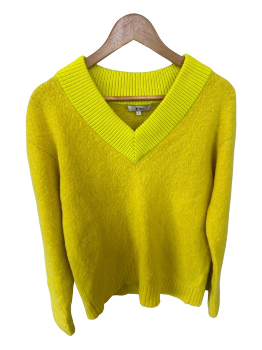 Tibi Size M Yellow Alpaca Blend Long Sleeve V Neck Sweater Yellow / M