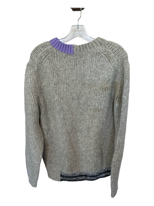 Helmut Lang Size M Gray & Purple Wool Blend Knit Long Sleeve Sweater Gray & Purple / M