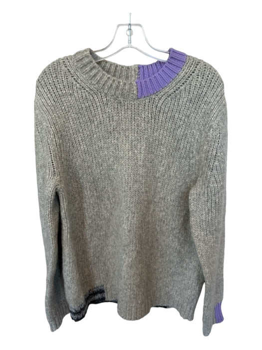 Helmut Lang Size M Gray & Purple Wool Blend Knit Long Sleeve Sweater Gray & Purple / M