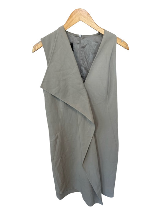 Akris Size 8 Gray Wool Sleeveless Ruffle Front Back Zip Dress Gray / 8