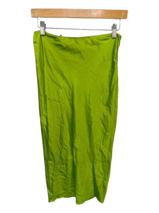 SER.O.YA Size XS Lime Green Silk & Spandex Side Zip Midi Skirt Lime Green / XS