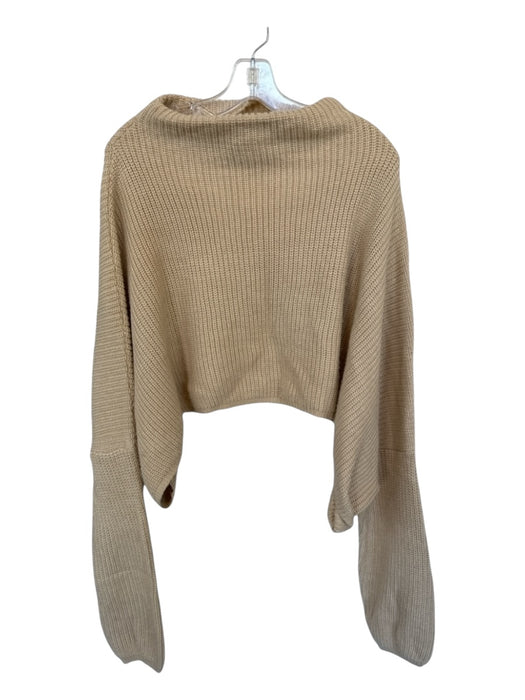 Seek the Label Size XS Tan Acrylic Mock Neck Knit Cropped Long Sleeve Sweater Tan / XS