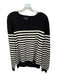 The Kooples Size XL Black & White Cotton Shoulder Buttons Striped Knit Sweater Black & White / XL