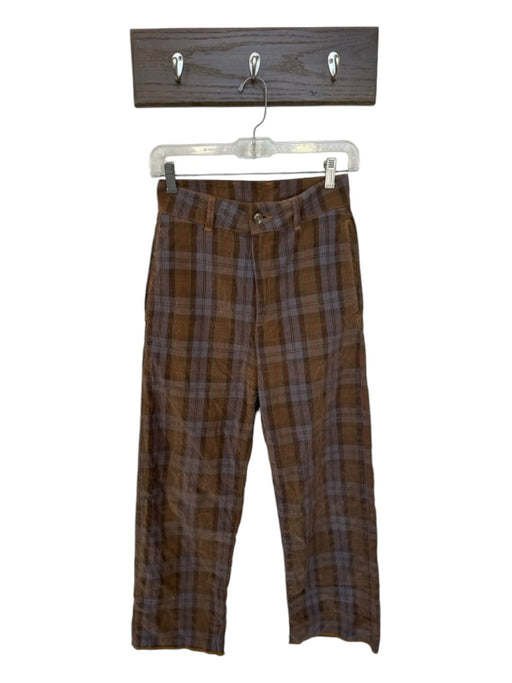 6397 Size 23 Brown & Red Corduroy High Waist Plaid Wide Leg Pants Brown & Red / 23