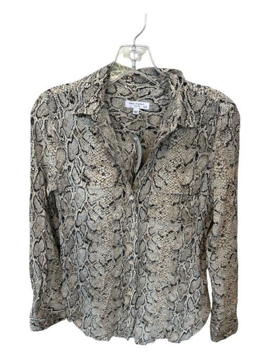 Equipment Size XS Gray & Taupe Silk Long Sleeve Snake Print Button Down Top Gray & Taupe / XS