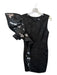 Asilio Size 6 Black & Gray Polyester Sleeveless Camo Front Ruffle Back Zip Dress Black & Gray / 6