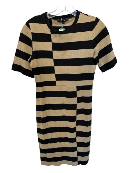 Derek Lam Size Est S Tan & black Short Sleeve Striped Midi Dress Tan & black / Est S